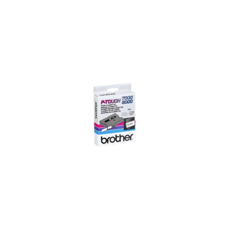 Nastro per etichette laminato originale Brother TX231 - Testo nero su sfondo bianco - Larghezza 12 mm x 15 metri