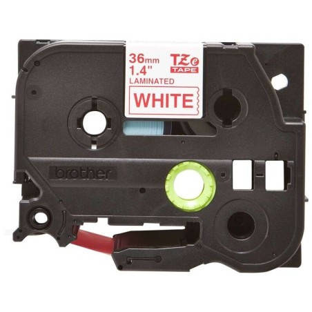 Nastro per etichette laminato originale Brother TZe262 - Testo rosso su sfondo bianco - Larghezza 36 mm x 8 metri
