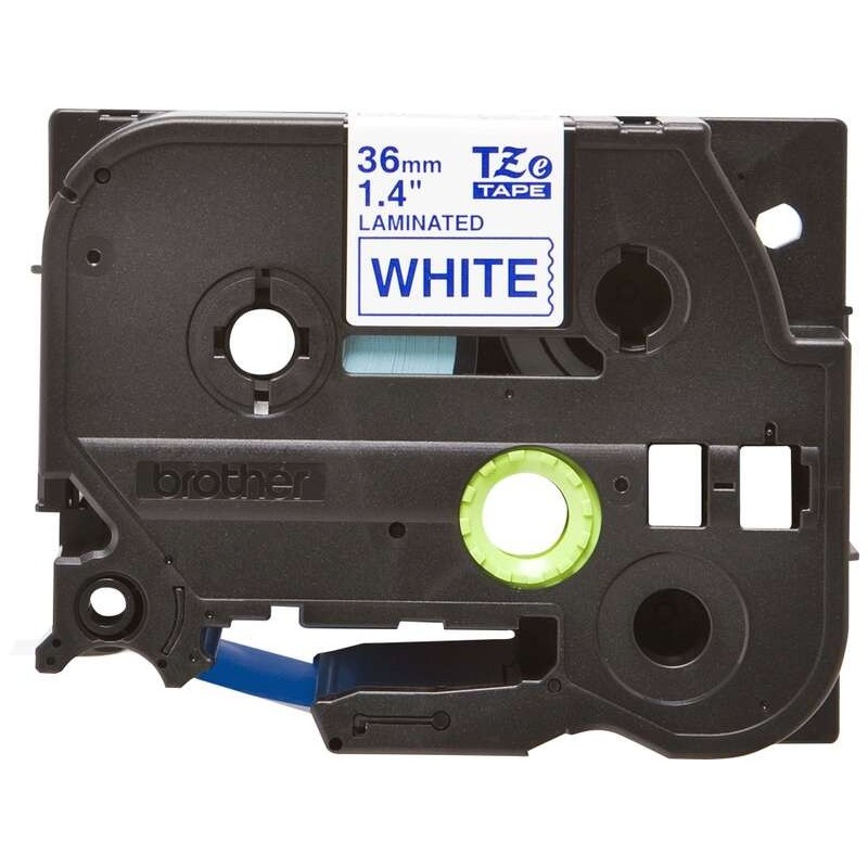 Nastro per etichette laminato originale Brother TZe263 - Testo blu su sfondo bianco - Larghezza 36 mm x 8 metri Nastro per etichette laminato originale Brother TZe263 - Testo blu su sfondo bianco - Larghezza 36 mm x 8 metri