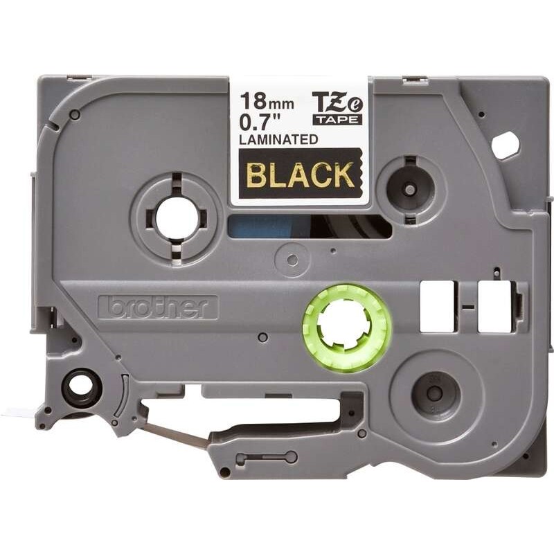 Nastro per etichette laminato originale Brother TZe344 - Testo dorato su sfondo nero - Larghezza 18 mm x 8 metri Nastro per etichette laminato originale Brother TZe344 - Testo dorato su sfondo nero - Larghezza 18 mm x 8 metri