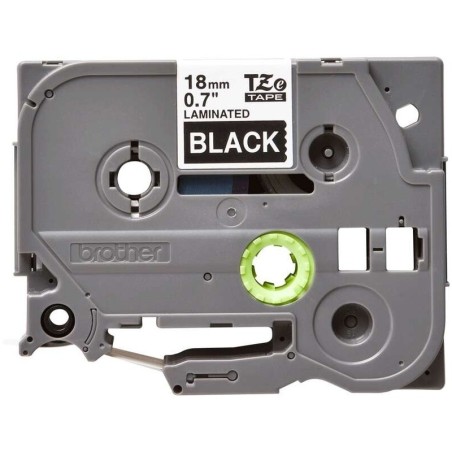 Nastro per etichette laminato originale Brother TZe345 - Testo bianco su sfondo nero - Larghezza 18 mm x 8 metri