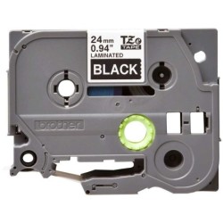 Nastro per etichette laminato originale Brother TZe355 - Testo bianco su sfondo nero - Larghezza 24 mm x 8 metri
