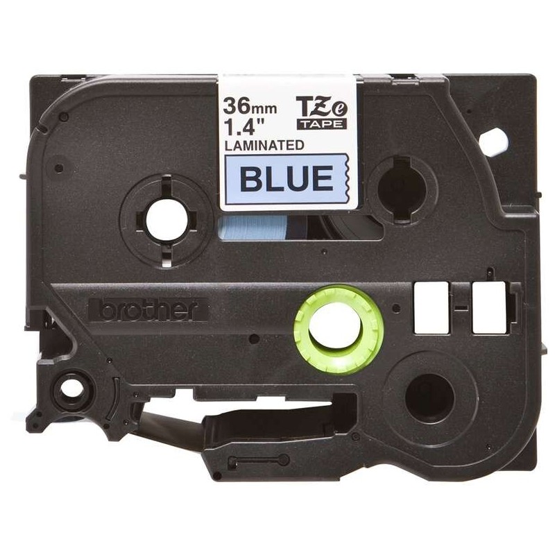 Nastro per etichette laminato originale Brother TZe561 - Testo nero su sfondo blu - Larghezza 36 mm x 8 metri Nastro per etichette laminato originale Brother TZe561 - Testo nero su sfondo blu - Larghezza 36 mm x 8 metri