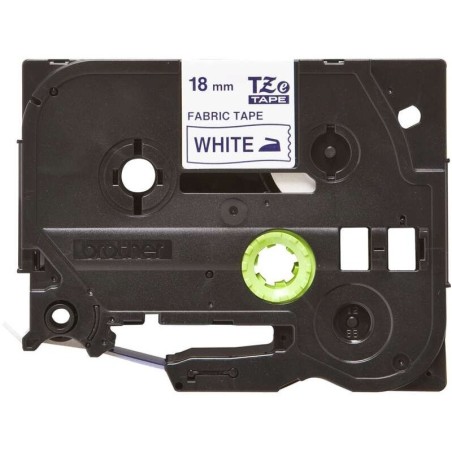 Nastro per etichette tessili originali Brother TZeFA4 - Testo blu su sfondo bianco - Larghezza 18 mm x 3 metri