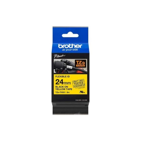 Brother TZeFX651 Cinta Laminada Flexible Original de Etiquetas - Texto negro sobre fondo amarillo - Ancho 24mm x 8 metros