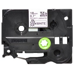 Brother TZeSE4 Cinta Laminada de Seguridad Original de Etiquetas - Texto negro sobre fondo blanco - Ancho 18mm x 8 metros