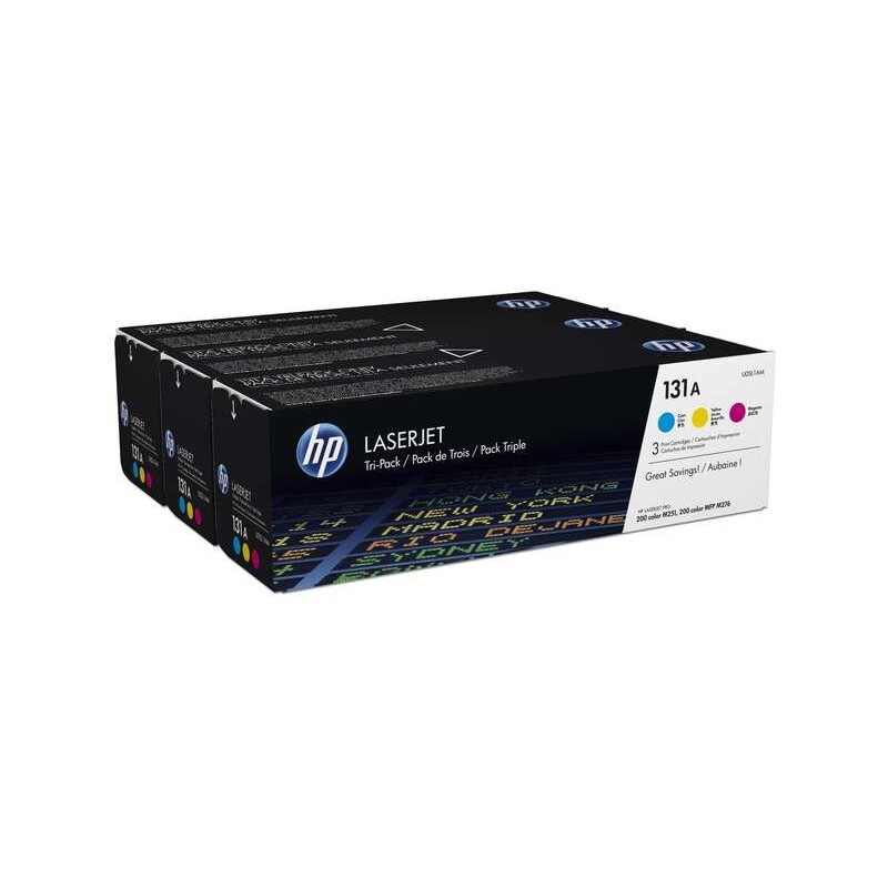 HP CF211A/CF212A/CF213A Pack de 3 Cartuchos de Toner Originales - 131A HP CF211A/CF212A/CF213A Pack de 3 Cartuchos de Toner Originales - 131A