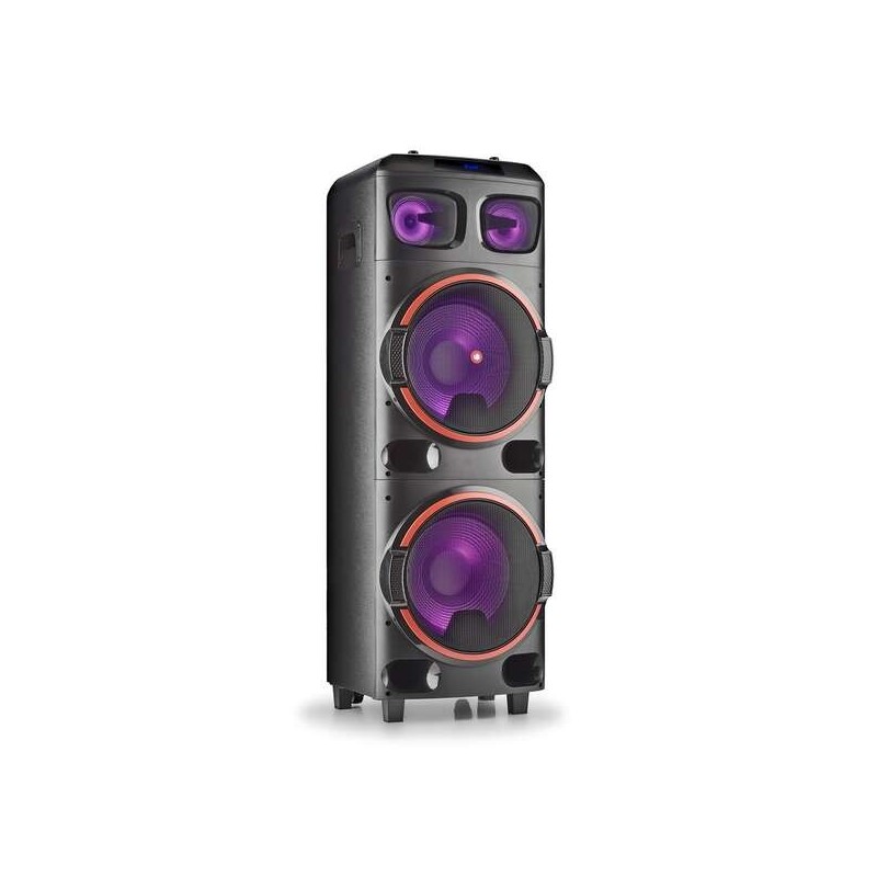 Altoparlante Bluetooth TWS NGS Wild Dub 2 800W - Doppio Subwoofer 12" - USB, MicroSD e Aux In - Luci LED
