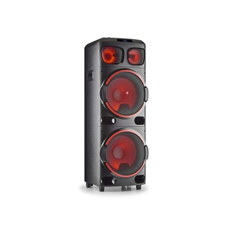 Altoparlante Bluetooth NGS Wild Dub 3 1200W TWS - Doppio Subwoofer 15" - USB, MicroSD e Aux In - Luci LED