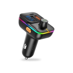 XO Transmisor Bluetooth 5.0 FM - 2x USB- A, 1x USB-C 25W PD - Pantalla Led - Funcion Manos Libres