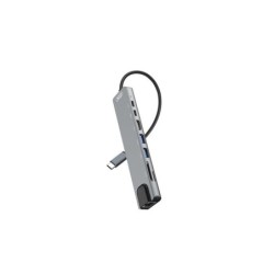 Hub XO USB-C 3.0 con 2x USB-A 3.0, 1x HDMI e 2x USB-C, 1x RJ-45, 1x lettore MicroSD e 1x lettore SD