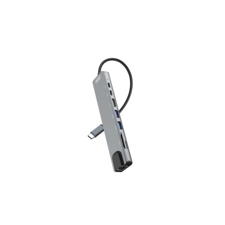 XO Hub USB-C 3.0 con 2x USB-A 3.0, 1x HDMI y 2x USB-C, 1x RJ-45, 1x Lector MicroSD y 1x Lector SD