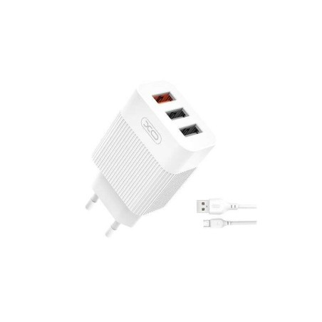 XO L72 Pack Cargador de Corriente 1x USB-A 18W Carga Rapida 3.0, 2x USB-A + Cable USB-A a MicroUSB