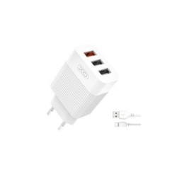 XO L72 Pack Cargador de Corriente 1x USB-A 18W Carga Rapida 3.0, 2x USB-A + Cable USB-A a USB-C