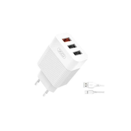 XO L72 Pack Cargador de Corriente 1x USB-A 18W Carga Rapida 3.0, 2x USB-A + Cable USB-A a USB-C