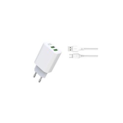 XO Pack Cargador de Corriente L85C 2.4A + Cable Micro USB - Color Blanco