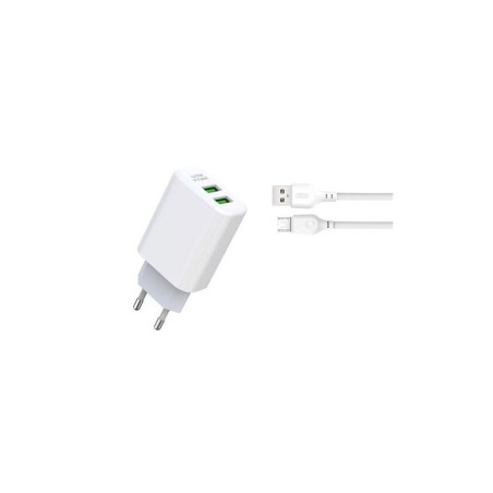 Caricabatteria XO Pack L85C 2.4A + cavo micro USB - bianco