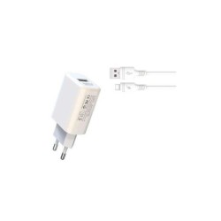 XO L85D Cargador de Corriente 18W + Cable Tipo C - Carga Rapida - Proteccion Sobretensiones - Color Blanco