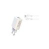 Caricabatterie XO L85D da 18 W + cavo di tipo C - Ricarica rapida - Protezione da sovratensione - Colore bianco