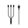Cavo di ricarica rapida XO 3 in 1 - Micro, Tipo C e Lightning a USB - 1 m - Nero