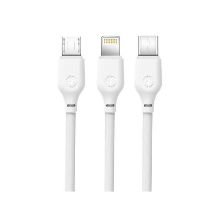 Cavo di ricarica rapida XO 3 in 1 - Micro, Tipo C e Lightning a USB - 1 m - Bianco