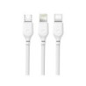 Cavo di ricarica rapida XO 3 in 1 - Micro, Tipo C e Lightning a USB - 1 m - Bianco