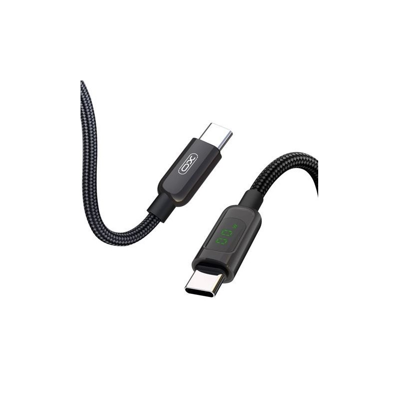 XO Cable Trenzado USB-C Macho a USB-C Macho 60W con Display LED - Carga + Transmision de Datos Alta Velocidad - Longitud 1m XO Cable Trenzado USB-C Macho a USB-C Macho 60W con Display LED - Carga + Transmision de Datos Alta Velocidad - Longitud 1m