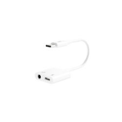 Adattatore XO USB-C maschio a USB-C femmina e mini jack - Supporta QC ordinario e ricarica 5 V/2 A - Cavo da 15 cm