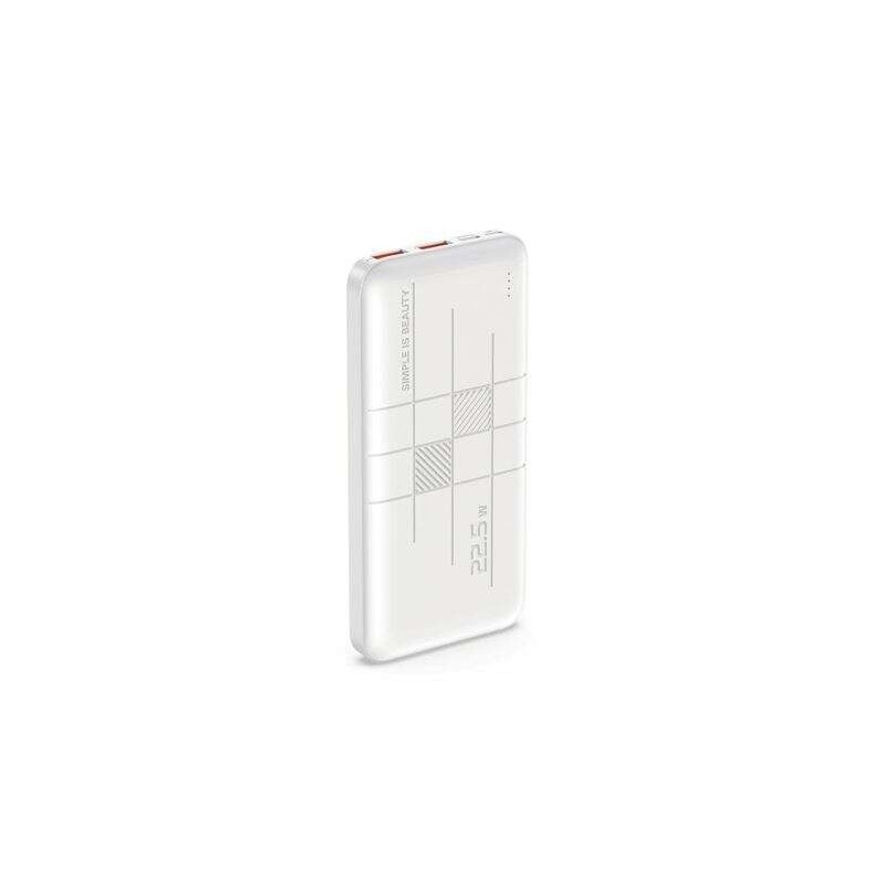 XO Powerbank PR187 10000mAh con Carga Rapida 22.5W - Pantalla LCD - 1x USB-C 20W, 2x USB - Color Blanco XO Powerbank PR187 10000mAh con Carga Rapida 22.5W - Pantalla LCD - 1x USB-C 20W, 2x USB - Color Blanco